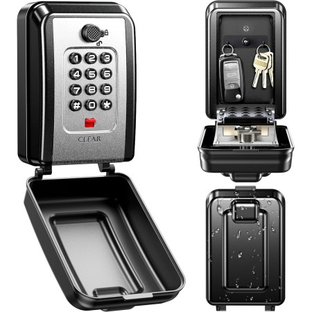 ISEYOU Key Box, Cassetta Chiavi con Codice Ripristinabile Muro, Locker Chiavi Combinazione a 12 Cifre da Esterno, Grande Capacità & Resistente alle Intemperie per Casa, Ufficio, Garage, Appartamento
