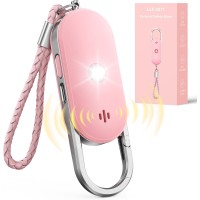 ISEYOU Allarme Personale Antiaggressione, Allarme 130dB Ricaricabile Sirena con LED Luce Stroboscopica Portachiavi Difesa Personale - Dispositivo di Sicurezza di Emergenza per Donne/Bambini/Anziani-Rosa