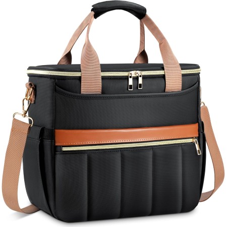ISEYOU Borsa Termica Porta Pranzo, Apertura Larga Borse Porta Pranzo con 6 Tasche, Grande 14,7L Impermeabile Borsa Frigo con Spallacci Regolabili e Porta Bottiglia per Lavoro, Picnic, Scuola e Viaggi Nero ISEYOU Borsa Termica Porta Pranzo, Apertura Larga Borse Porta Pranzo con 6 Tasche, Grande 14,7L Impermeabile Borsa Frigo con Spallacci Regolabili e Porta Bottiglia per Lavoro, Picnic, Scuola e Viaggi Nero