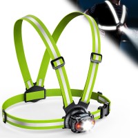 ISEYOU Luce Running, Luce per Corsa Notturna 500 Lumen & USB Ricaricabile, 6 Modalità di Luci, 45° Regolabile, IPX4 Impermeabile con Cinghie Doppie Riflettenti per Jogging, Escursionismo, Campeggio