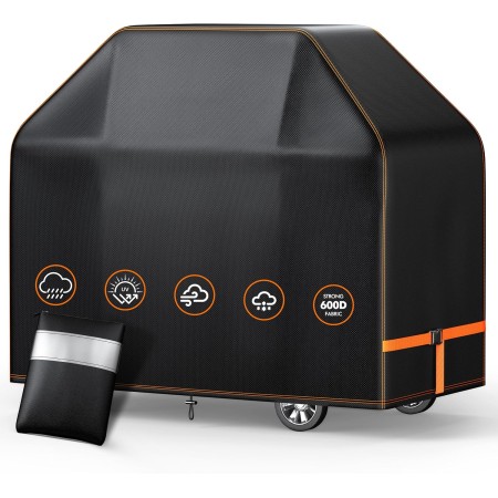 ISEYOU Copertura Barbecue da Esterno, 147 x 61 x 117cm, Telo Copri Barbecue 600D Oxford, Impermeabile, Antivento, Antistrappo, Anti-UV & Antiscolorimento, Copri BBQ per Weber/Campingaz/Napoleon ISEYOU Copertura Barbecue da Esterno, 147 x 61 x 117cm, Telo Copri Barbecue 600D Oxford, Impermeabile, Antivento, Antistrappo, Anti-UV & Antiscolorimento, Copri BBQ per Weber/Campingaz/Napoleon