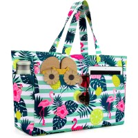 ISEYOU Borsa Mare Grande XXL Famiglia, Borsa Spiaggia Leggera e Pieghevole, Chiusura Zip e Impermeabile,  Multitasche ad Ampia Capacità Borsello Tracolla Donna per Shopping, Viaggio, Campeggio