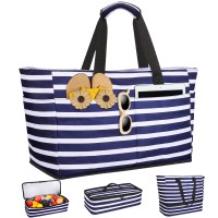 ISEYOU Borsa Mare Donna Grande XXL con Borsa Frigo Staccabile, Borsa Spiaggia Famiglia 49L Impermeabile alla Sabbia con Cerniera, Pieghevole e Leggera Borse Tracolla Per Viaggio, Piscina & Palestra