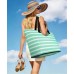ISEYOU Borsa Mare Donna Grande XXL con Borsa Frigo Staccabile, Borsa Spiaggia Famiglia 49L Impermeabile alla Sabbia con Cerniera, Pieghevole e Leggera Borse Tracolla Per Viaggio, Piscina & Palestra-Verde