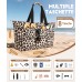 ISEYOU Borsa Mare Grande XXL Famiglia, Borsa Spiaggia con Chiusura Zip e Impermeabile, Leggera e Pieghevole, Multitasche ad Ampia Capacità Borsello Tracolla Donna per Shopping, Viaggio, Campeggio-Leopardo