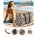 ISEYOU Borsa Mare Donna Grande XXL con Borsa Frigo Staccabile, Borsa Spiaggia Famiglia 49L Impermeabile alla Sabbia con Cerniera, Pieghevole e Leggera Borse Tracolla Per Viaggio, Piscina & Palestra-Leopardo