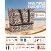 ISEYOU Borsa Mare Donna Grande XXL con Borsa Frigo Staccabile, Borsa Spiaggia Famiglia 49L Impermeabile alla Sabbia con Cerniera, Pieghevole e Leggera Borse Tracolla Per Viaggio, Piscina & Palestra-Leopardo