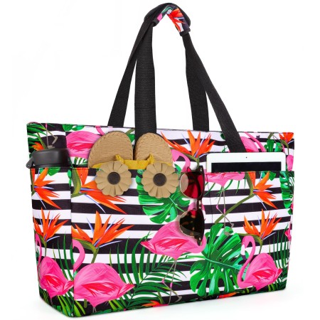 ISEYOU Borsa Mare Grande XXL Famiglia, Borsa Spiaggia con Chiusura Zip e Impermeabile, Leggera e Pieghevole, Multitasche ad Ampia Capacità Borsello Tracolla Donna per Shopping, Viaggio, Campeggio