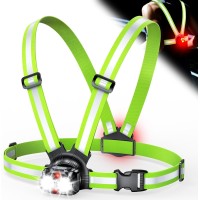 ISEYOU Luce Running 800LM, 6+2 Modalità Luce per Corsa Notturna con Nastro Riflettente, Regolabile di 45°, Impermeabile IPX5 Luci Running Pettorale, Autonomia 4-25 Ore per Ciclismo/Jogging/Campeggio