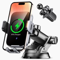ISEYOU Caricatore Wireless Auto, 15W Supporto Telefono Auto Ricarica Wireless con Auto-Bloccaggio, [Ventosa+Clip] Caricabatterie Wireless Auto Compatibile con iPhone 16 15 Pro Max Plus, Galaxy S22/S23